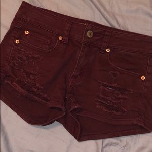 American Eagle Maroon Jean Shorts